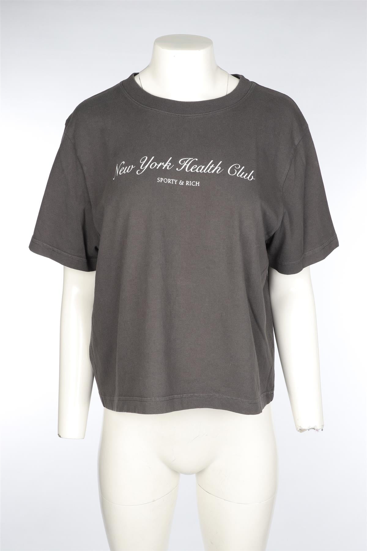 SPORTY & RICH GREY COTTON T-SHIRT MEDIUM