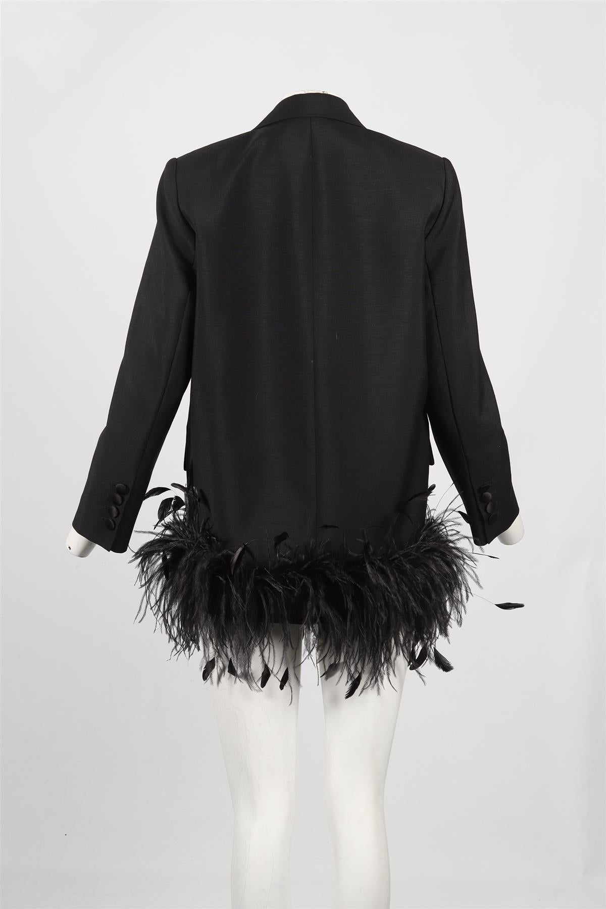 BLACK FEATHER AND WOOL BLAZER