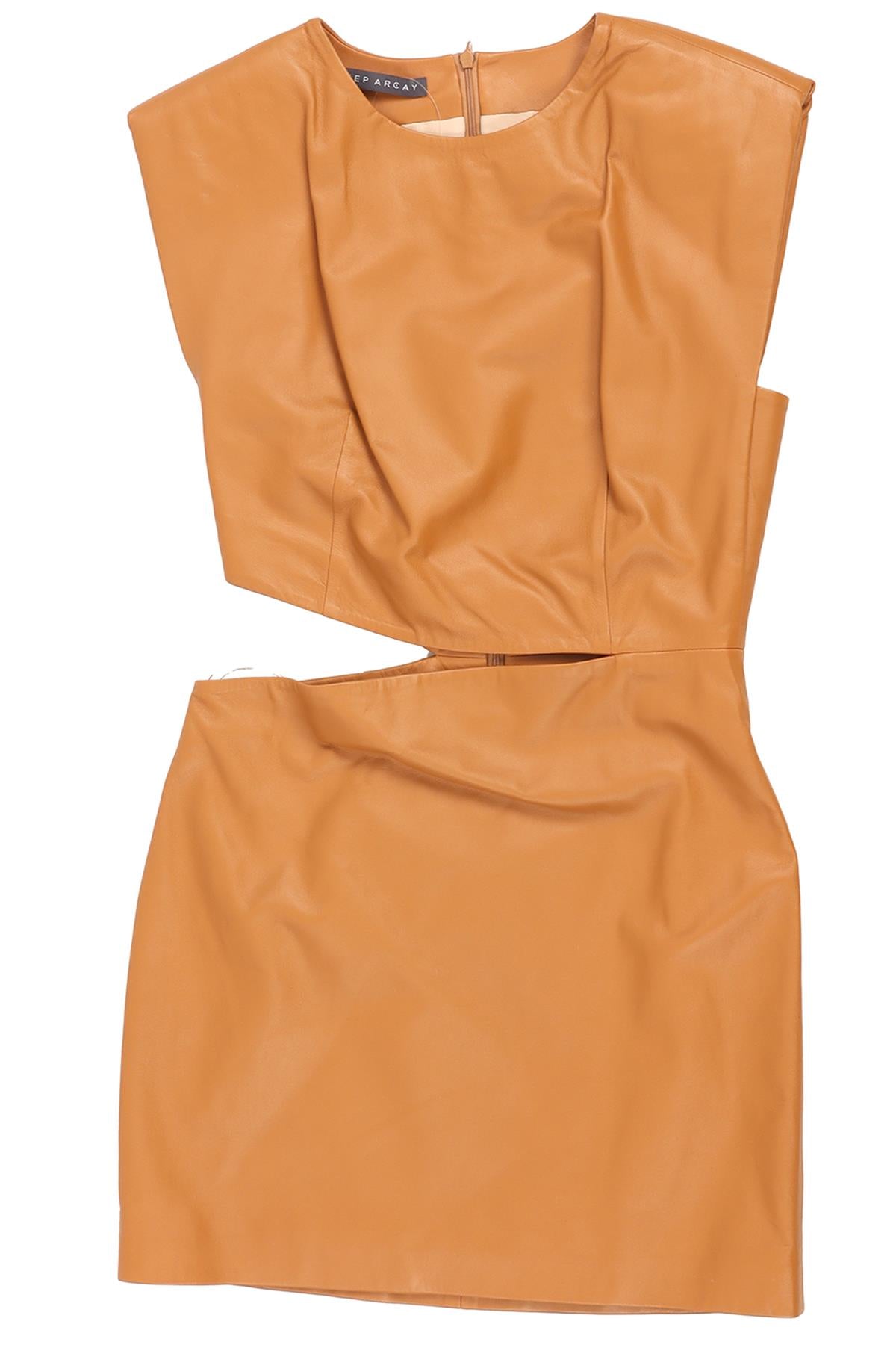 ZEYNAP ARCAY TAN LEATHER MINI DRESS FR 36 UK 8