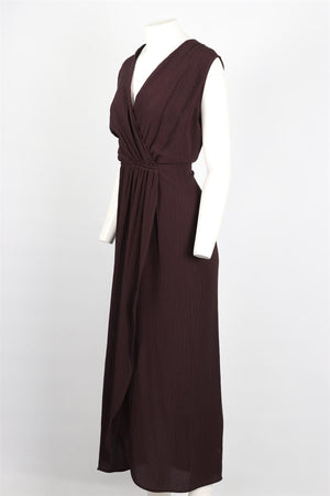 RAEY BURGUNDY SILK MAXI DRESS XLARGE