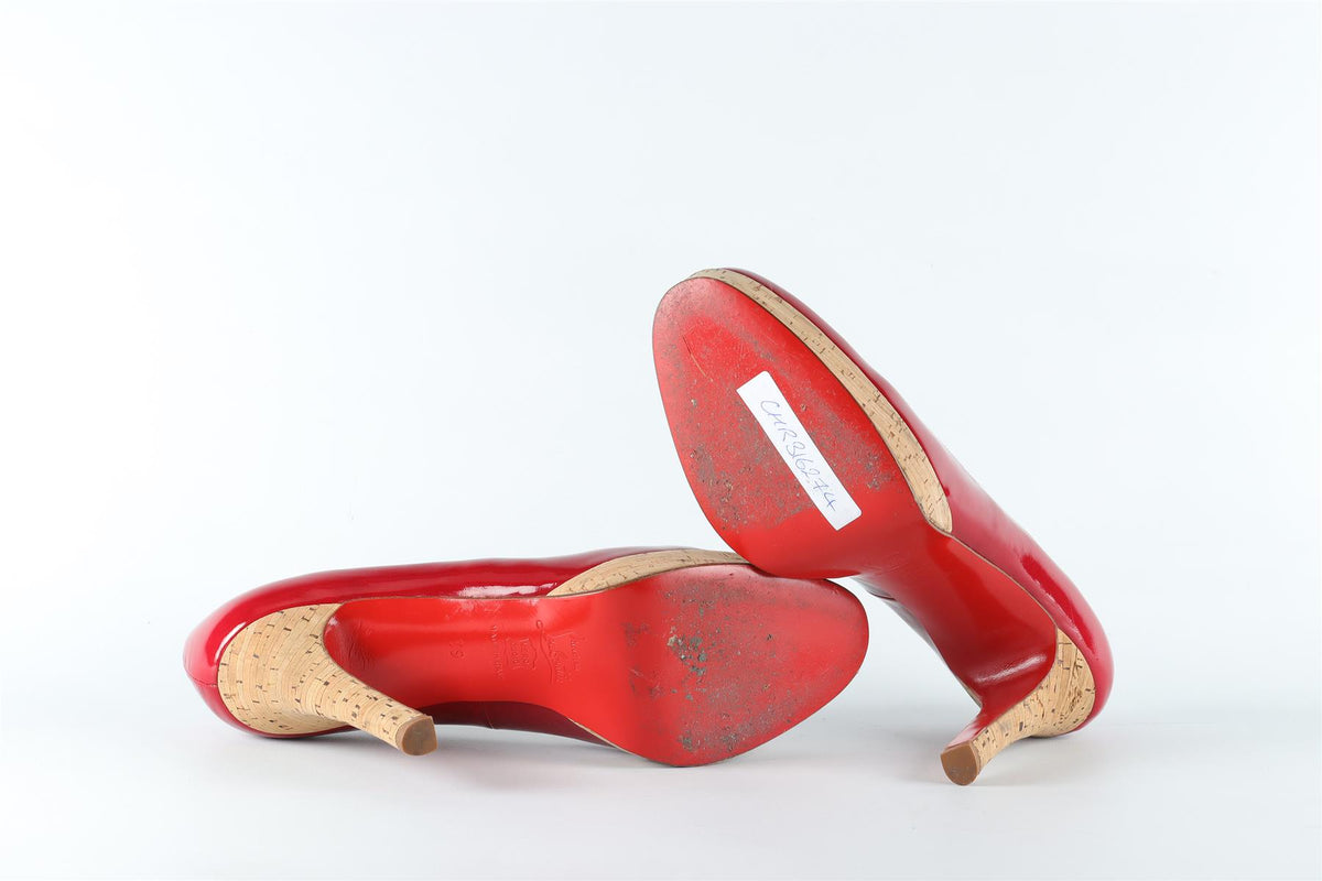 CHRISTIAN LOUBOUTIN RED PATENT LEATHER PUMPS EU 39 UK 6 US 9