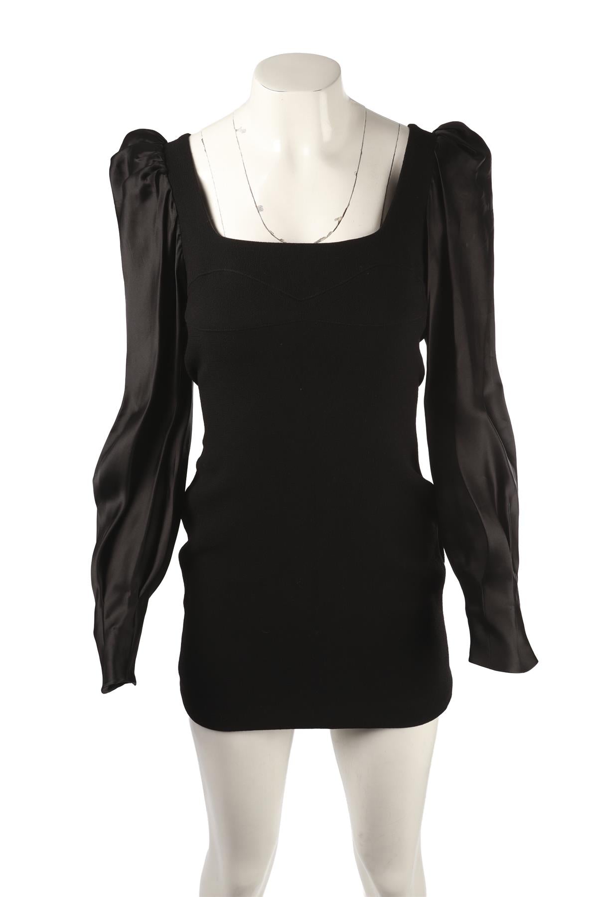 BLACK WOOL MINI DRESS