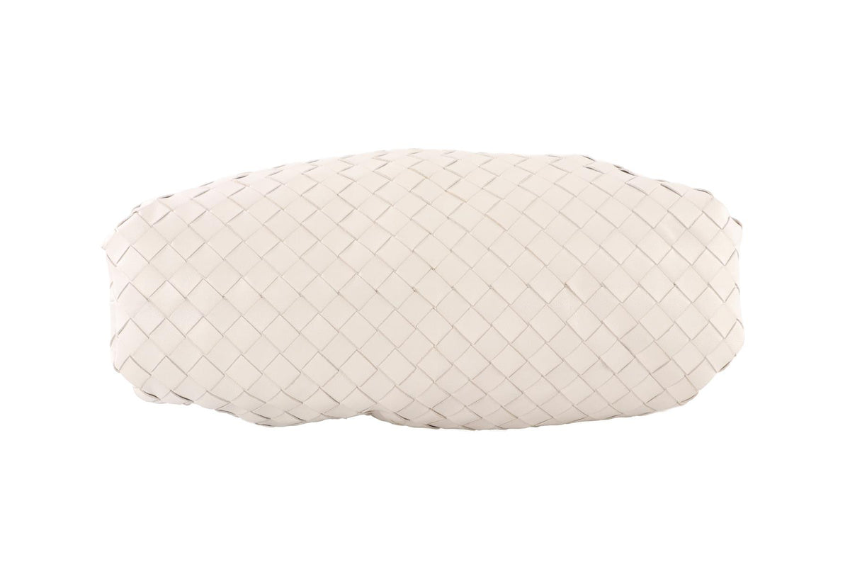 WHITE POUCH INTRECCIATO LEATHER CLUTCH