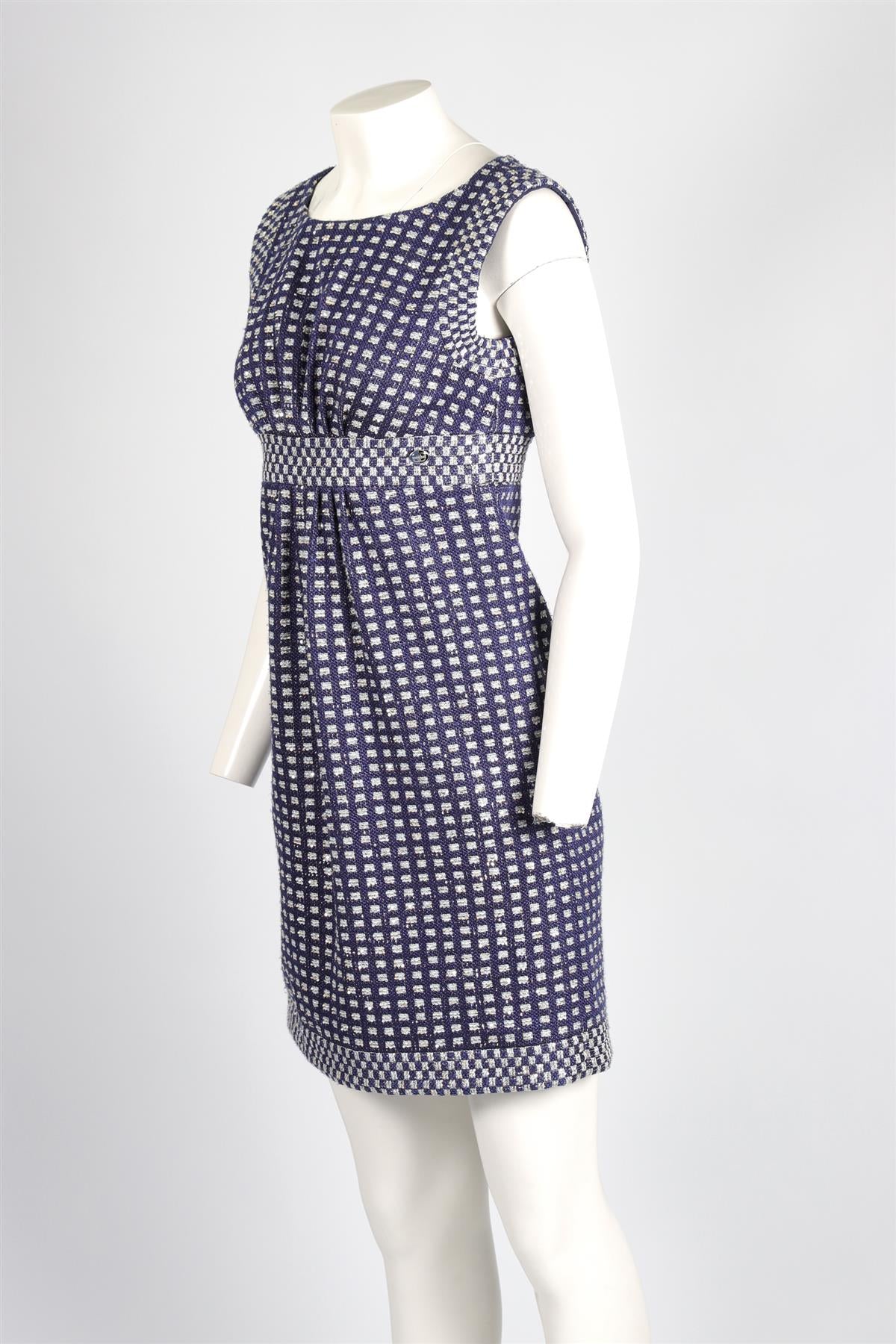 CHANEL BLUE 2017 TWEED MINI DRESS FR 38 UK 10