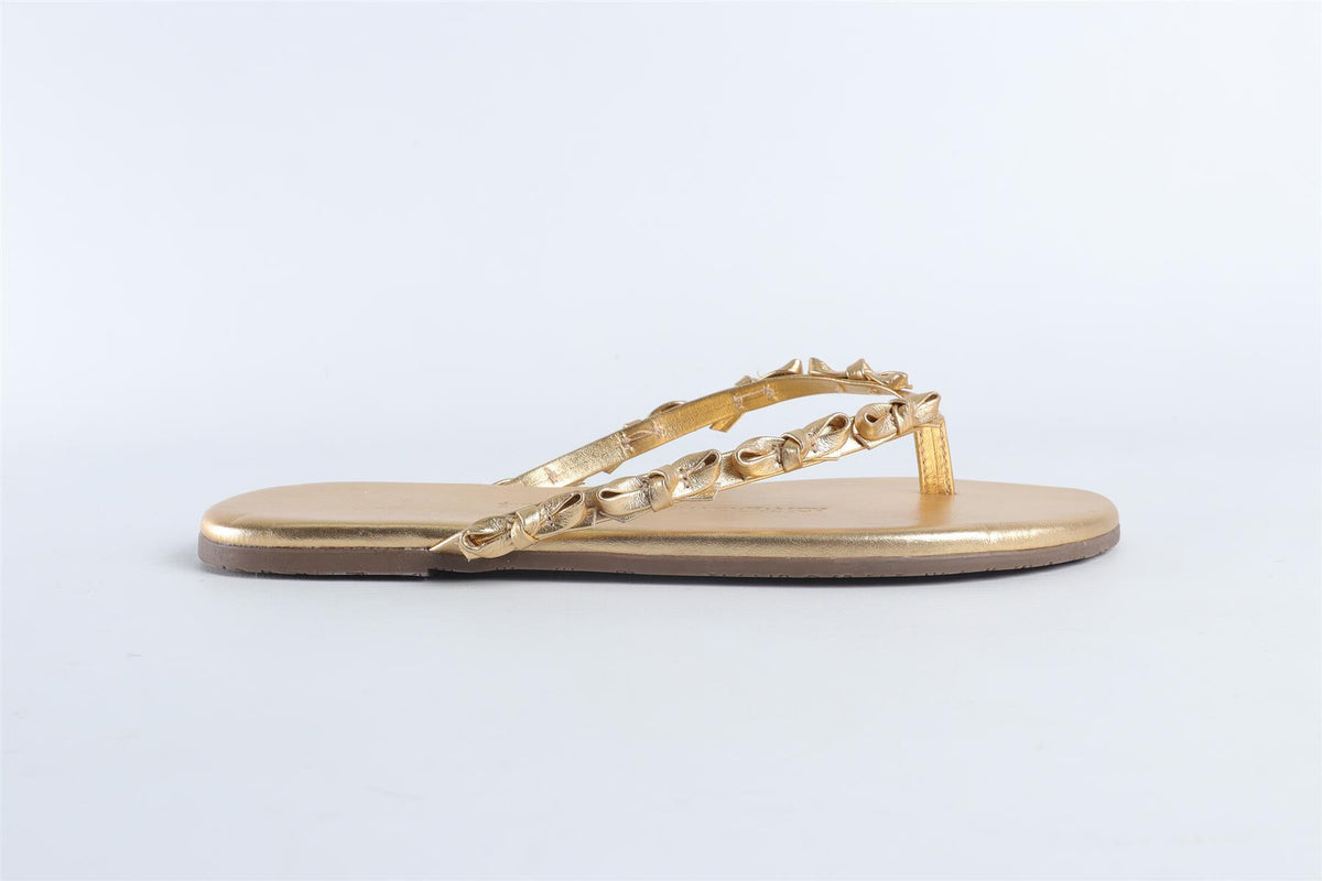 LOVESHACKFANCY + TKEES GOLD LEATHER FLIP FLOPS EU 36 UK 3 US 5