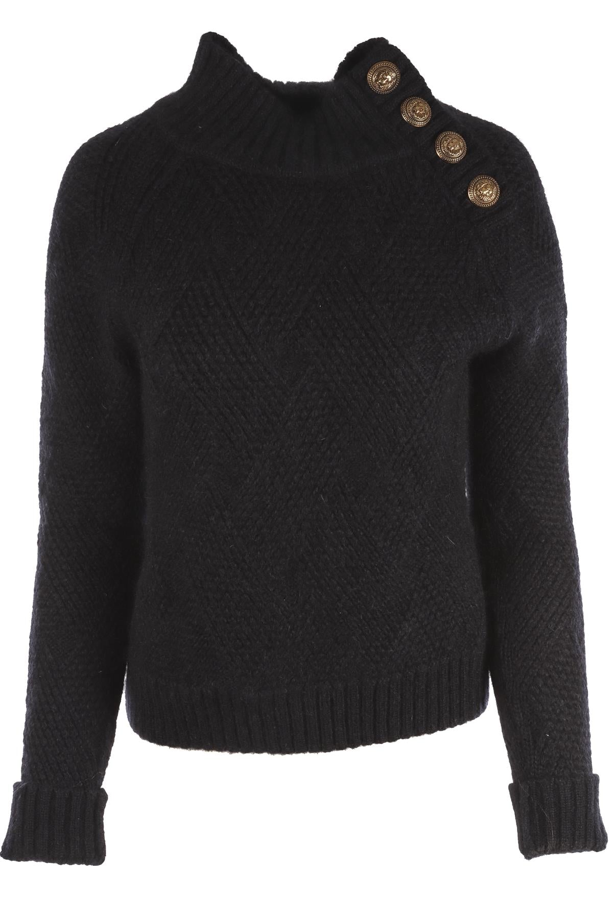BALMAIN NAVY WOOL SWEATER FR 40 UK 12