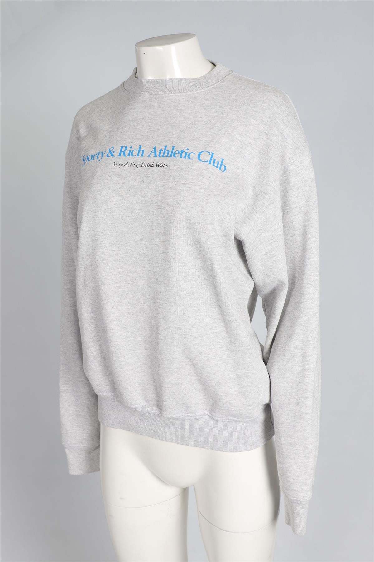 SPORTY & RICH GREY COTTON SWEATSHIRT SMALL