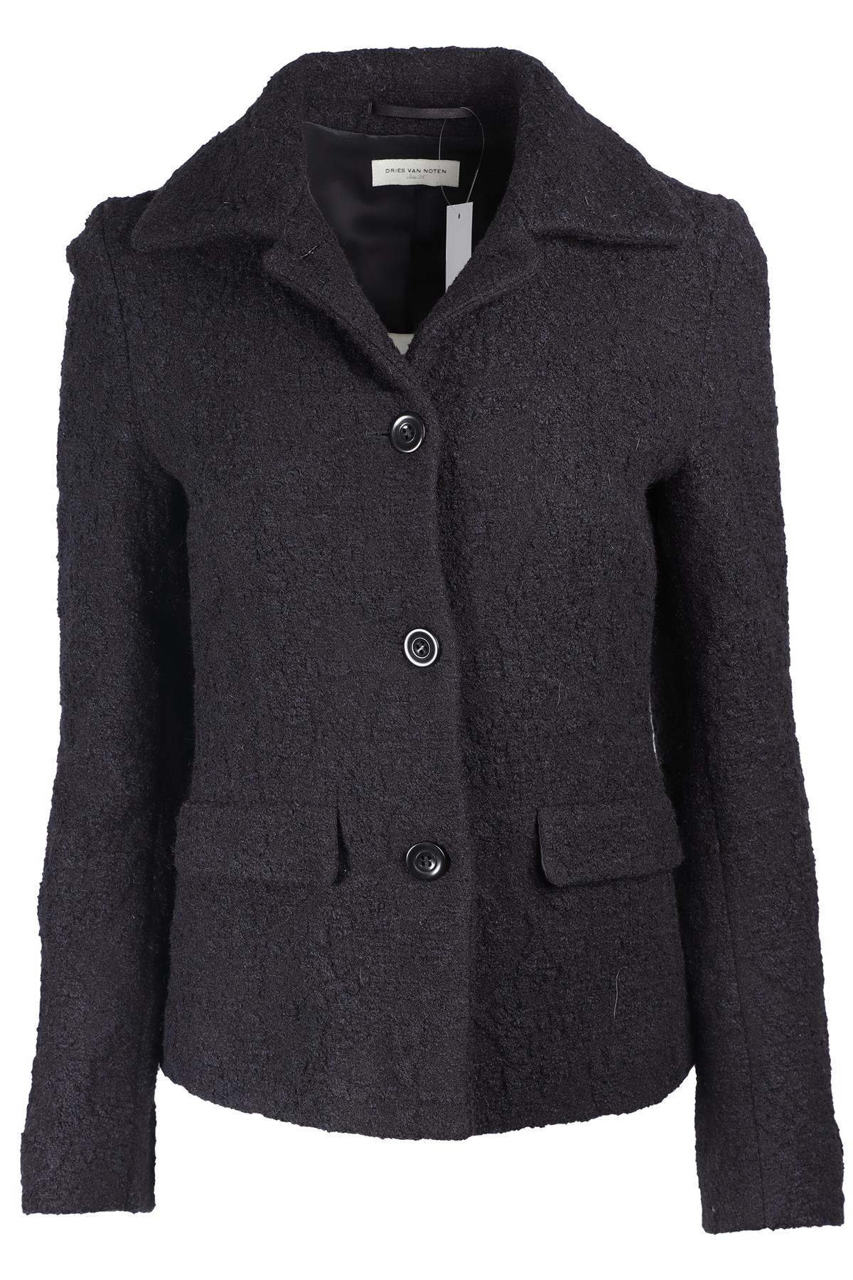 DRIES VAN NOTEN BLACK WOOL JACKET FR 36 UK 8
