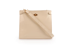 MÉTIER CREAM STOWAWAY PATENT LEATHER SHOULDER BAG