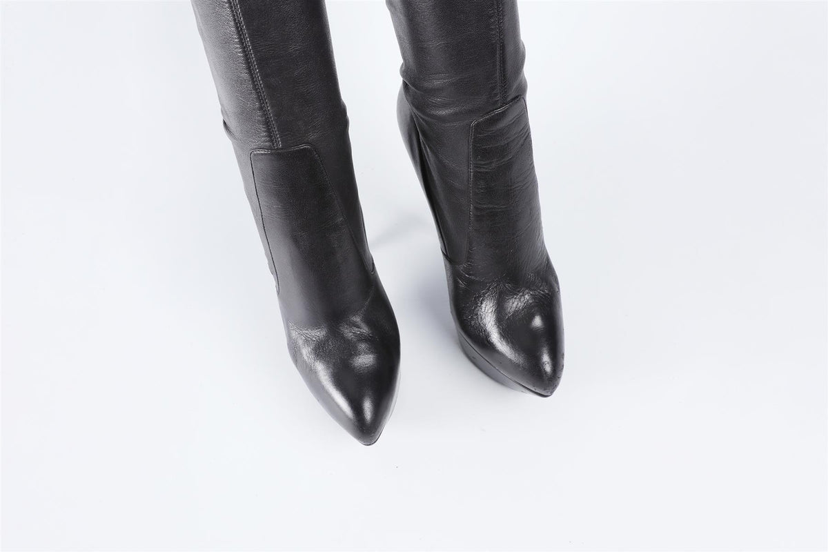 YVES SAINT LAURENT BLACK LEATHER OVER THE KNEE BOOTS EU 36 UK 3 US 6