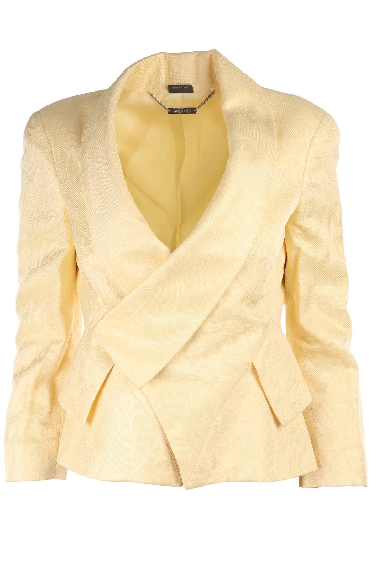 ALEXANDER MCQUEEN YELLOW 2006 SILK BLAZER IT 40 UK 8