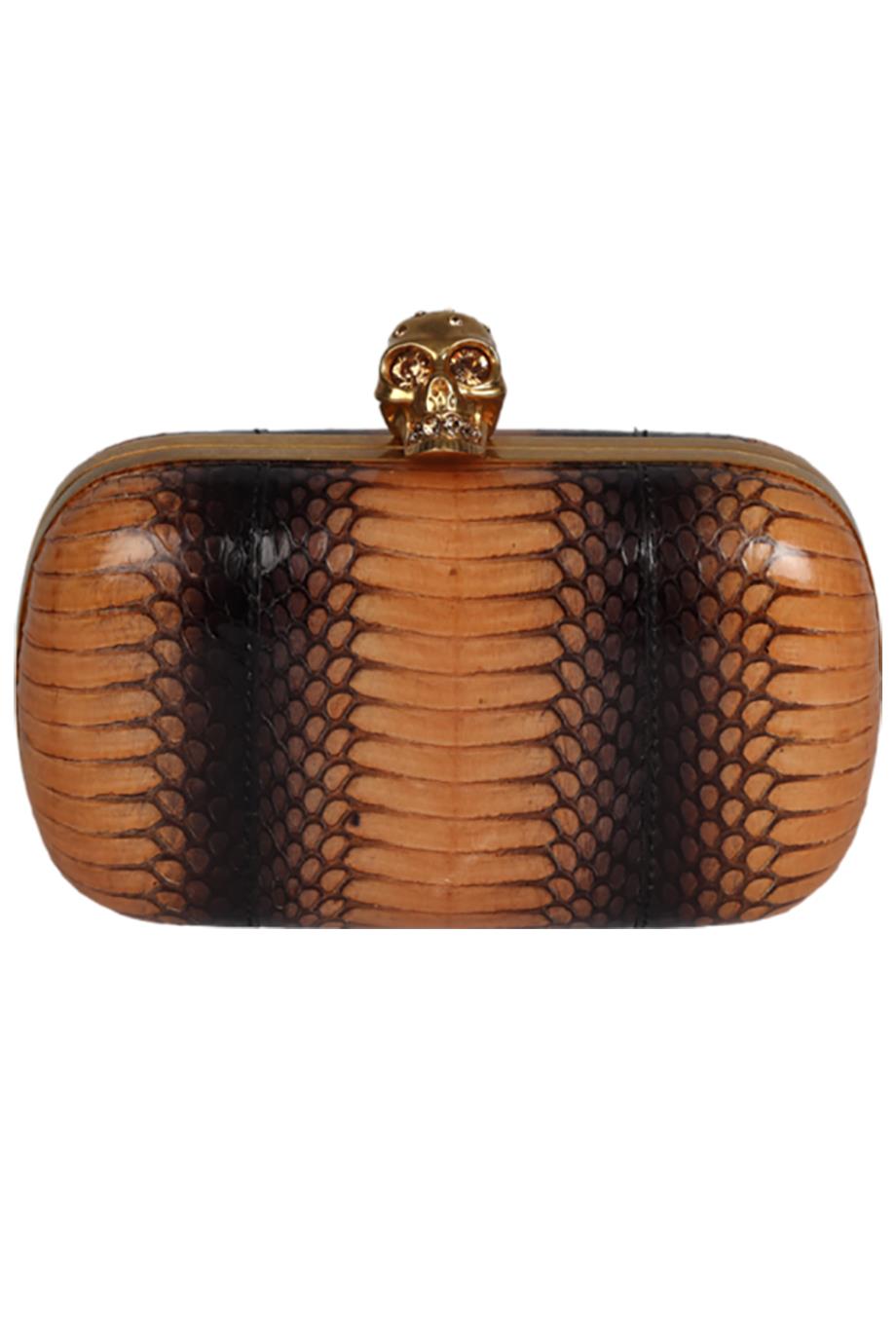 ALEXANDER MCQUEEN SNAKESKIN AND LEATHER CLUTCH