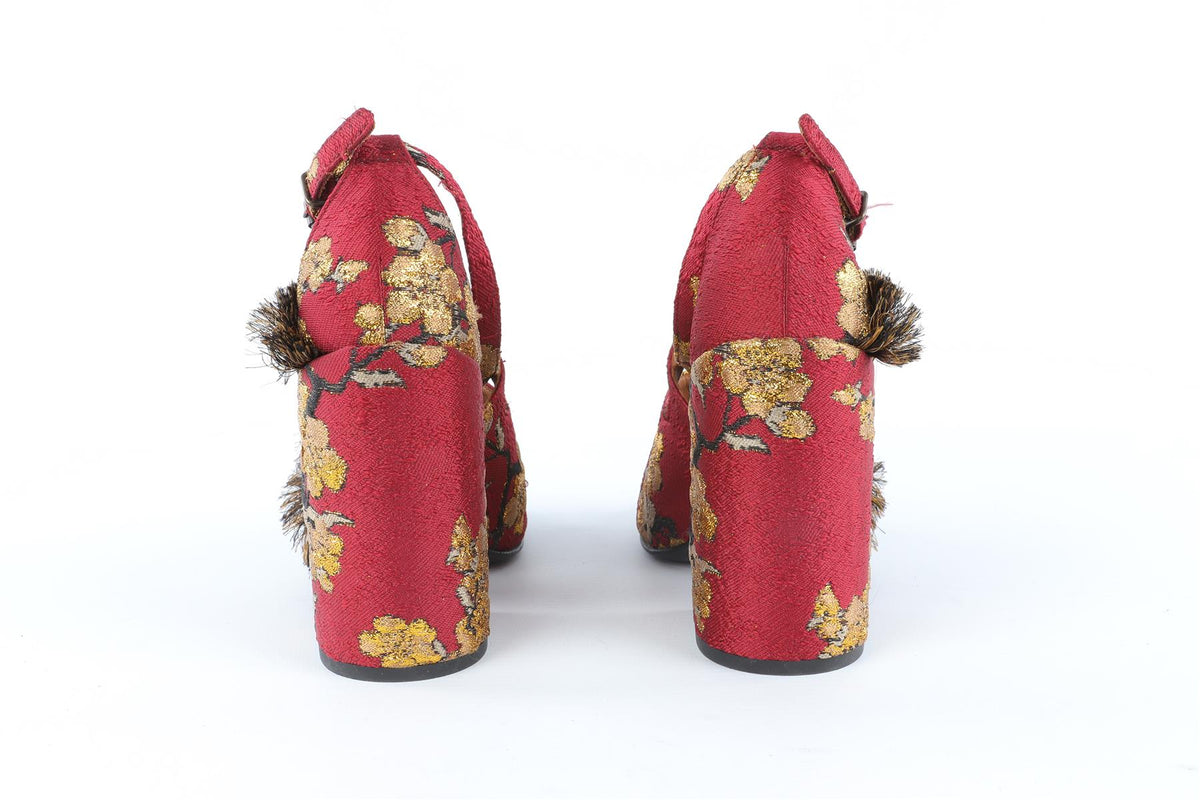 DRIES VAN NOTEN RED FABRIC SANDALS EU 38.5 UK 5.5 US 8.5