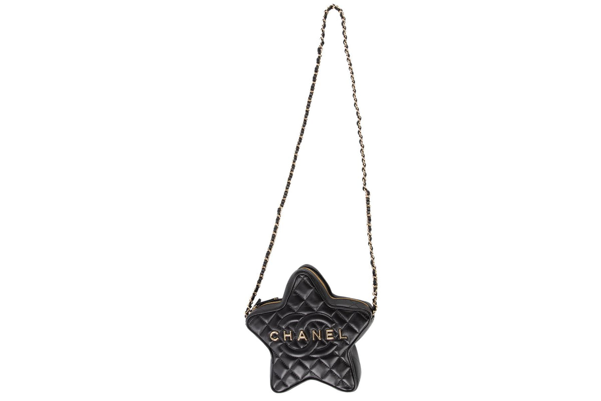 CHANEL BLACK 2024 STAR QUILTED LEATHER SHOULDER BAG