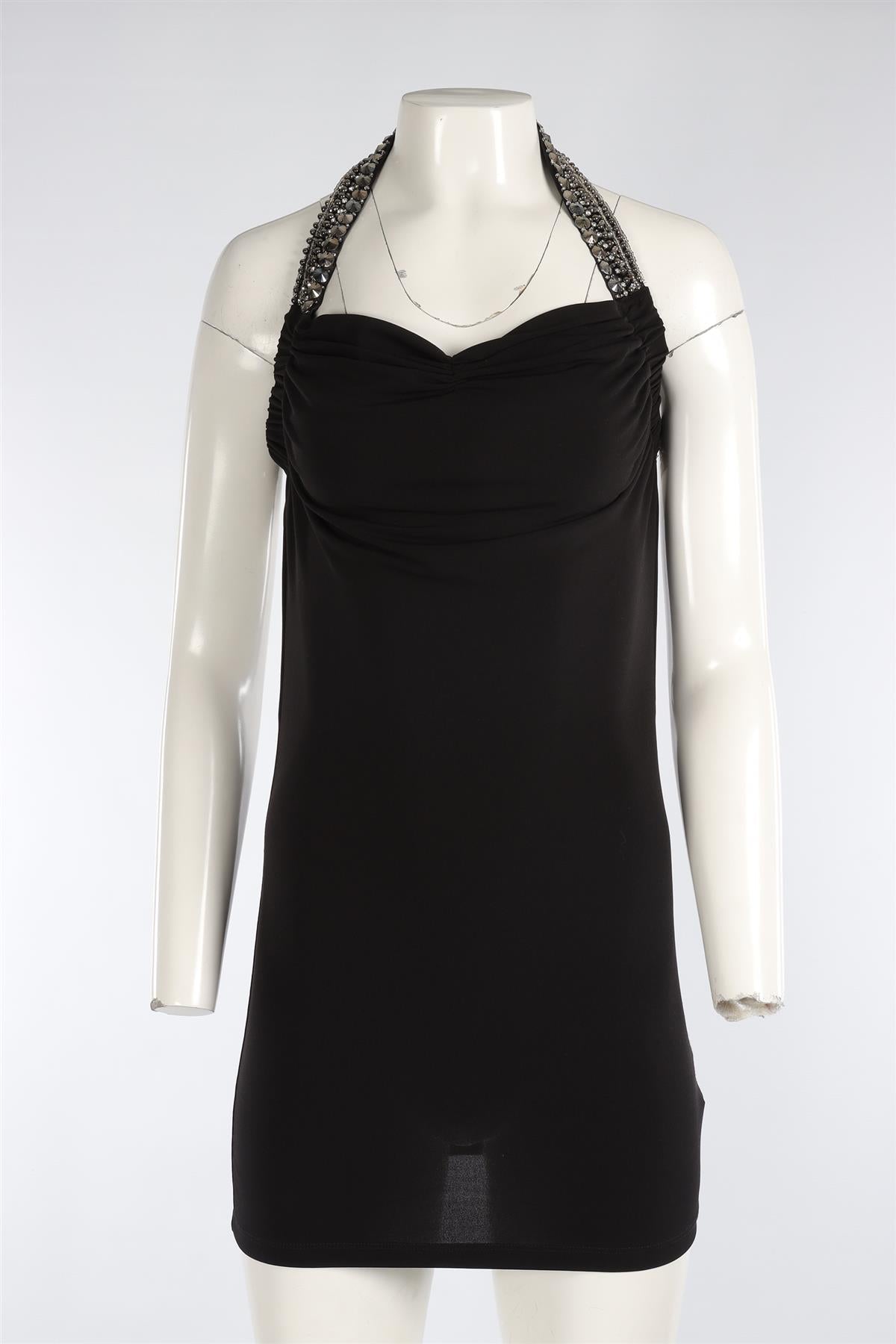 PHILIPP PLEIN BLACK JERSEY MINI DRESS SMALL