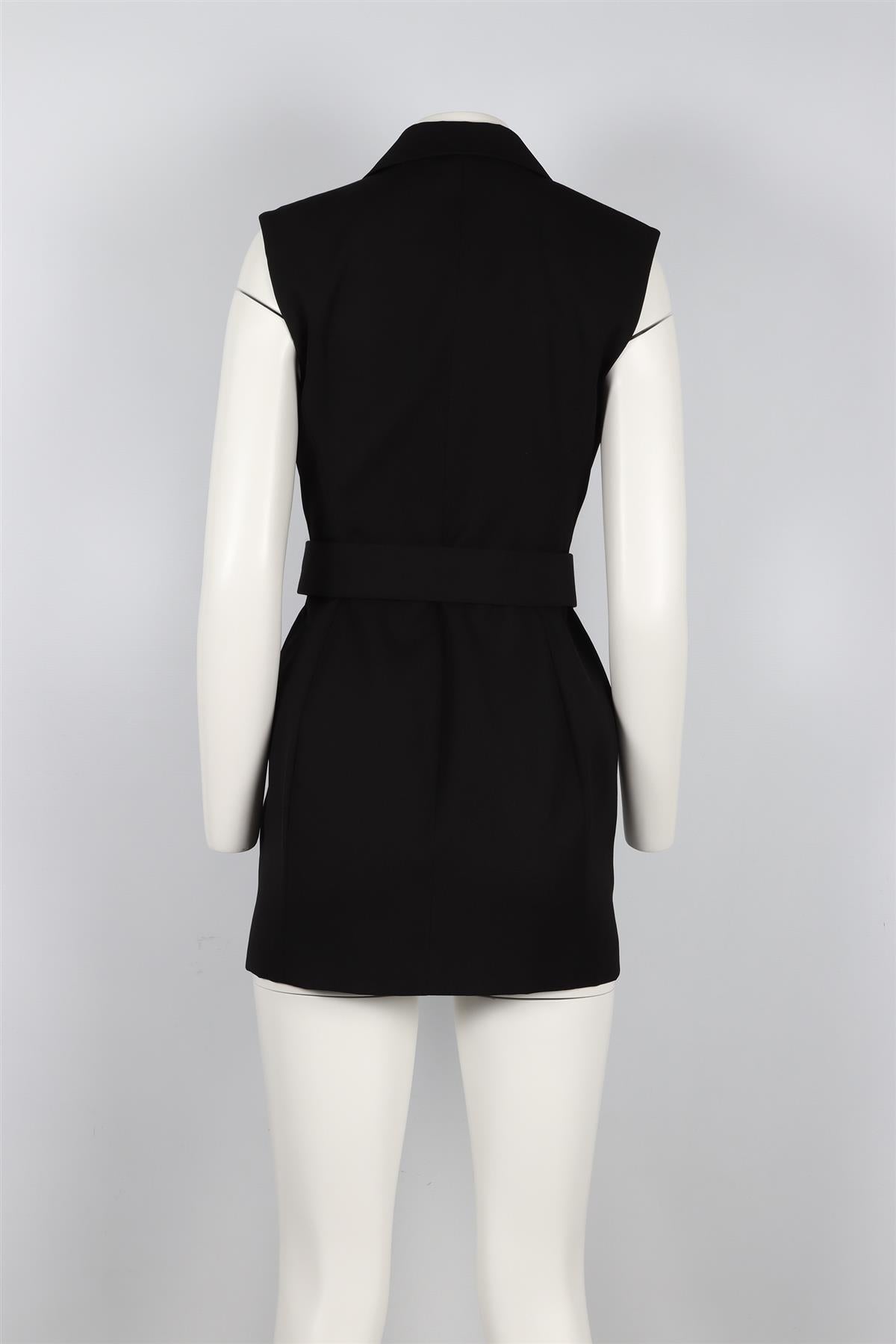 ALEXANDER WANG BLACK BELTED WOOL MINI DRESS US 2 UK 6