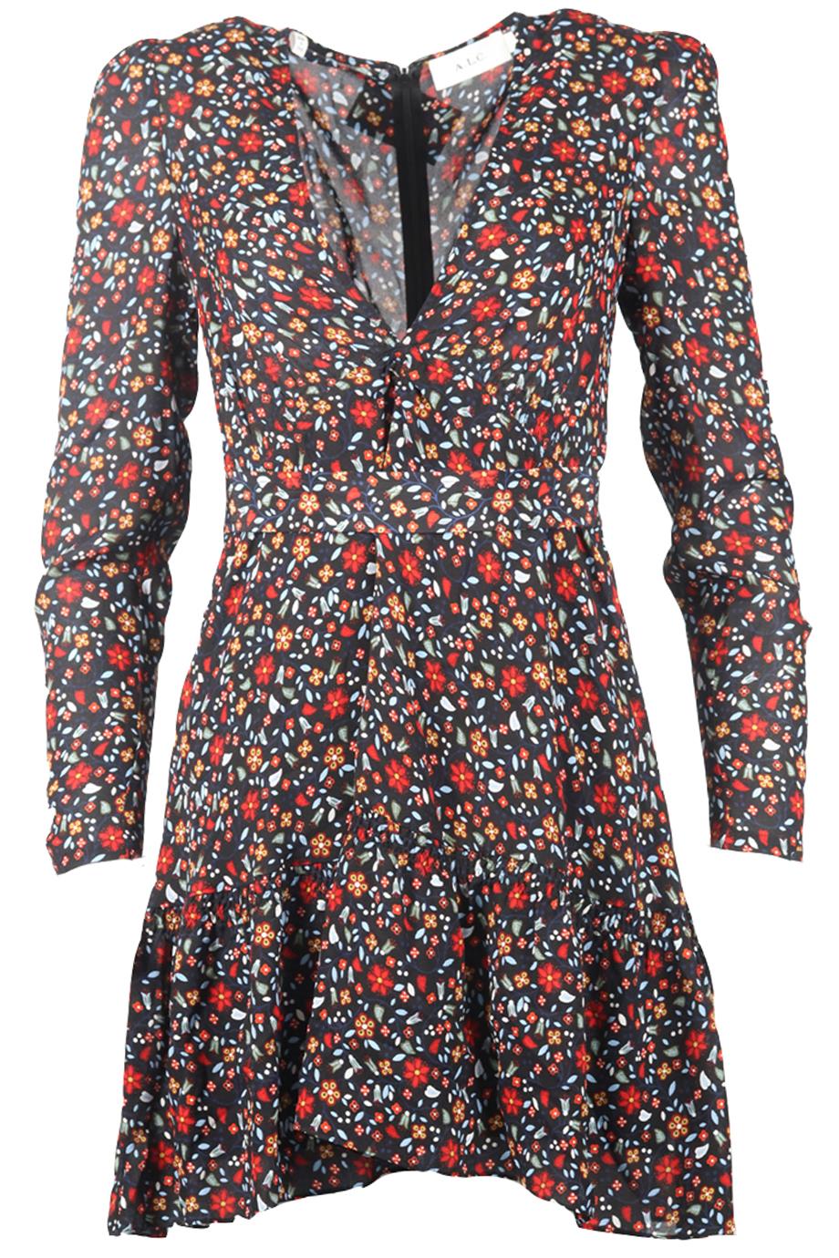 A.L.C. FLORAL PRINTED SILK MINI DRESS US 2 UK 6