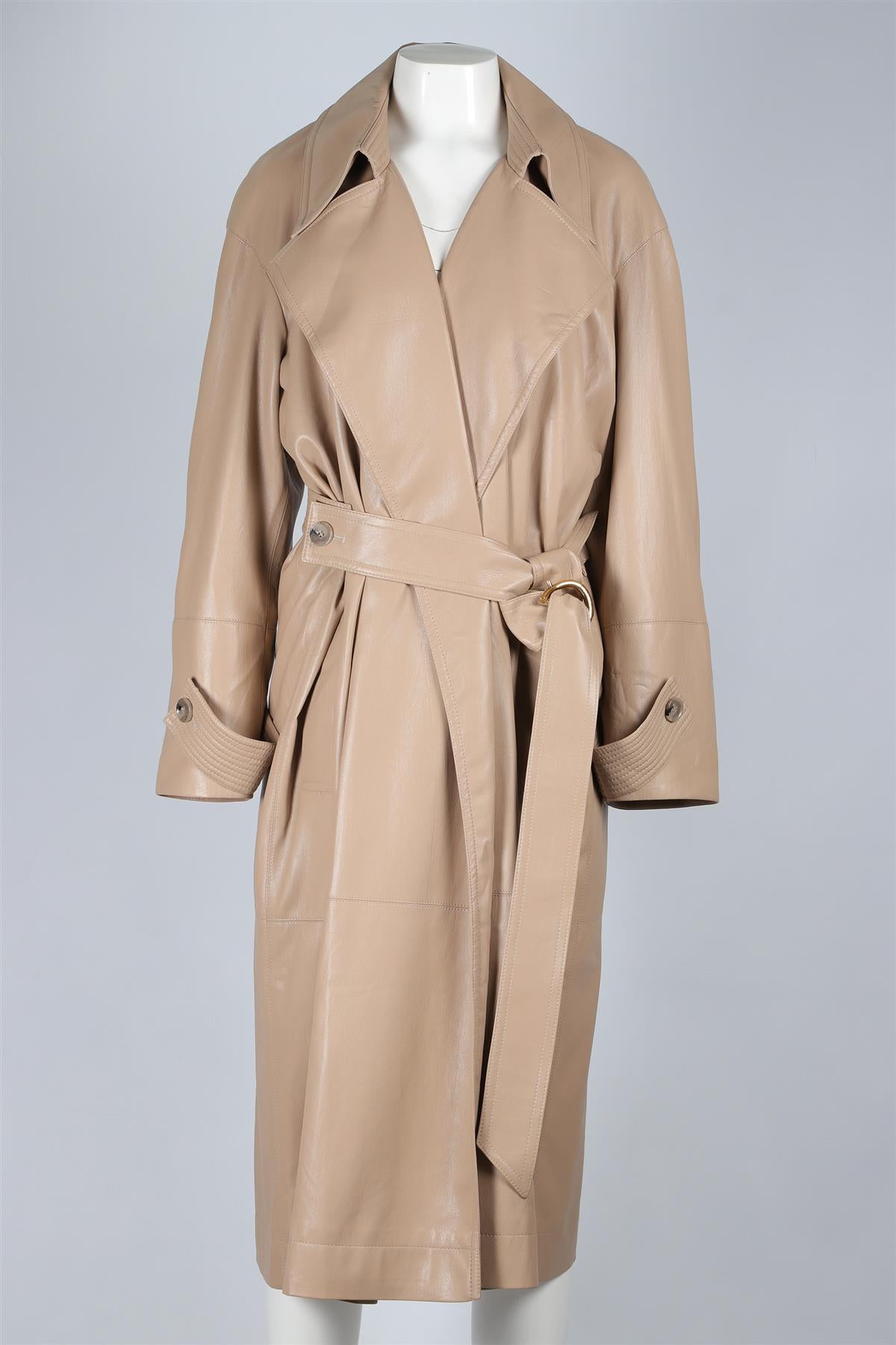 NANUSHKA BEIGE LEATHER TRENCH COAT SMALL