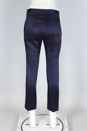 HAIDER ACKERMANN NAVY SATIN STRAIGHT LEG PANTS XSMALL
