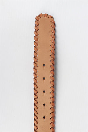 VALENTINO GARAVANI BROWN BUTTERFLY LEATHER BELT 85 CM