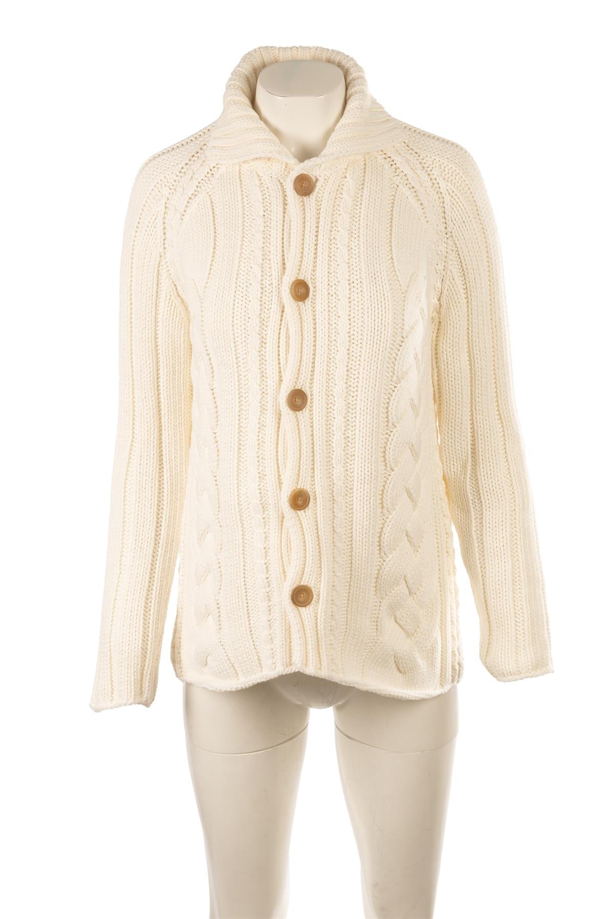 FRANK & EILEEN IVORY COTTON CARDIGAN SMALL