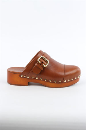 CHLOÉ BROWN LEATHER CLOGS EU 38 UK 5 US 8