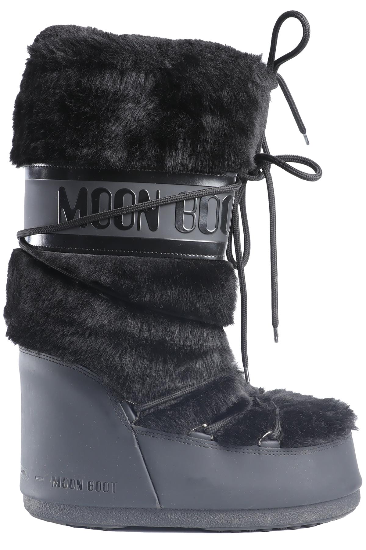 MOON BOOTS BLACK FAUX FUR BOOTS EU 39-41 UK 6-8 US 9-11