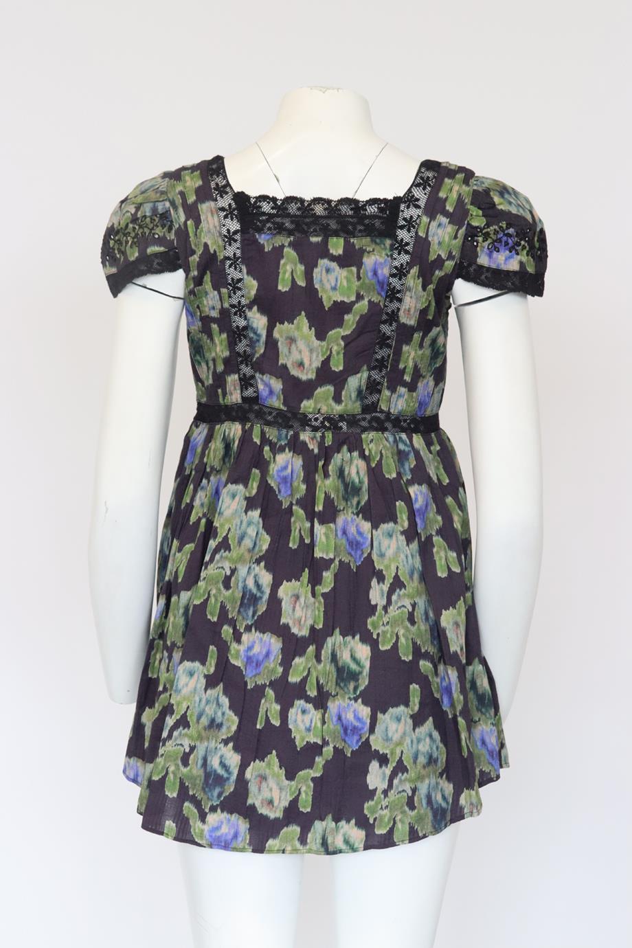 LOVESHACKFANCY FLORAL PRINT COTTON MINI DRESS US 2 UK 6