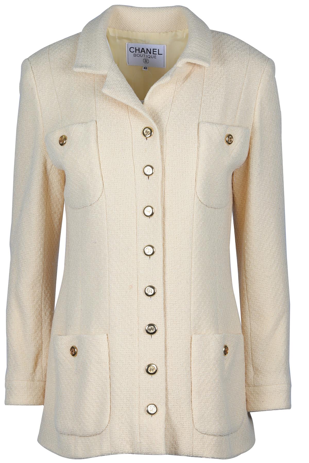CHANEL 1991 YELLOW WOOL BLAZER FR 40 UK 12