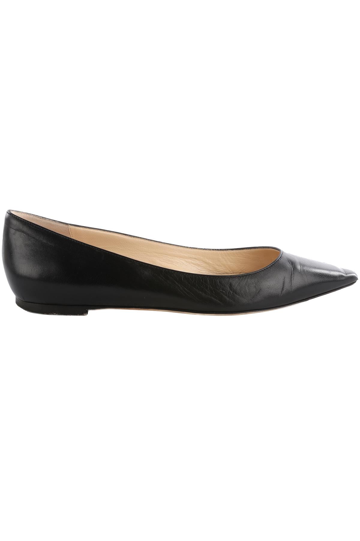 JIMMY CHOO BLACK LEATHER BALLET FLATS EU 38 UK 5 US 8