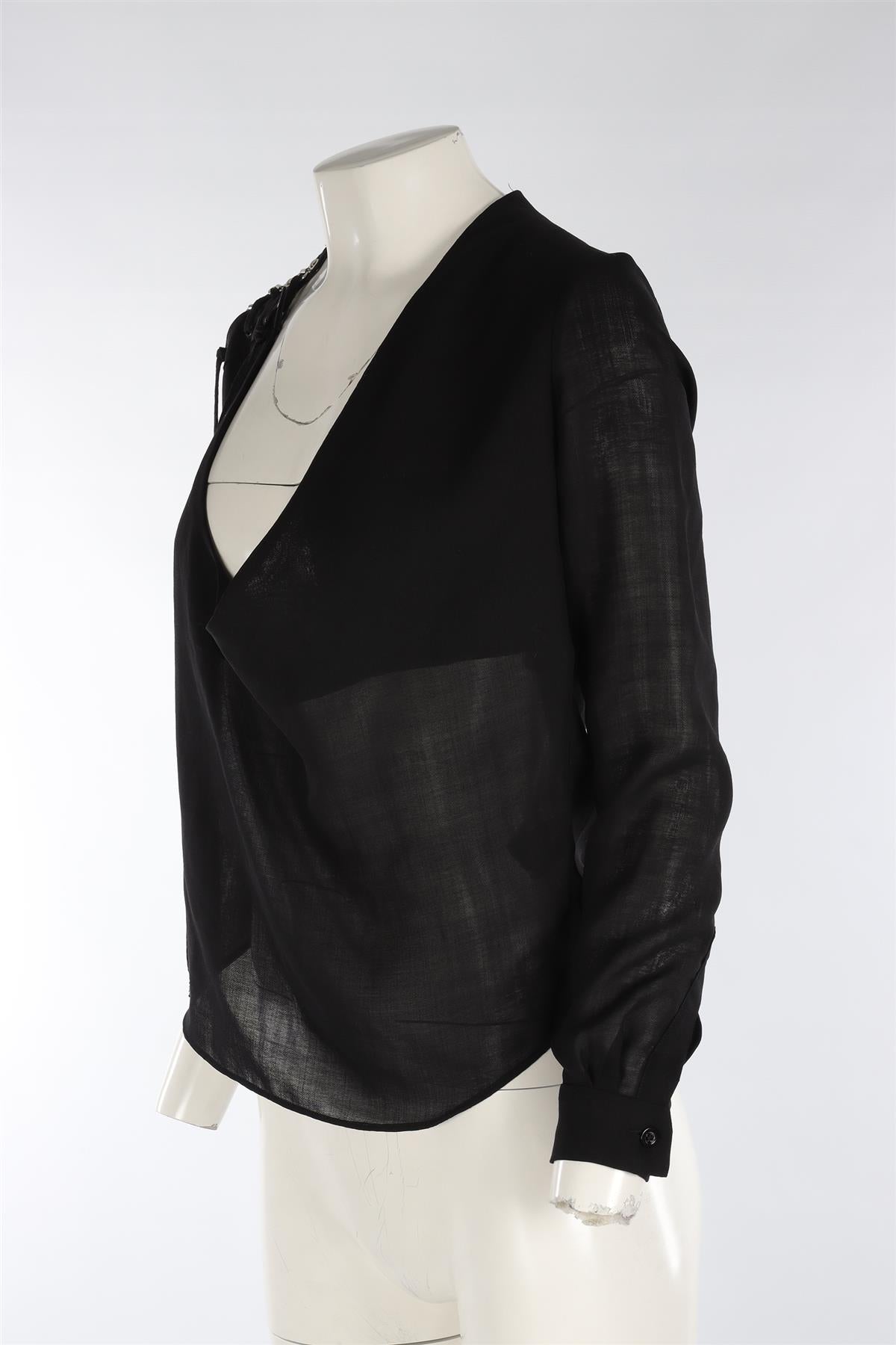 ANTHONY VACCARELLO BLACK WOOL TOP FR 36 UK 8