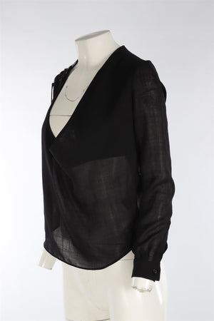 ANTHONY VACCARELLO BLACK WOOL TOP FR 36 UK 8