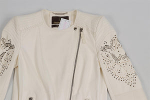 ROBERTO CAVALLI WHITE LEATHER JACKET IT 38 UK 6