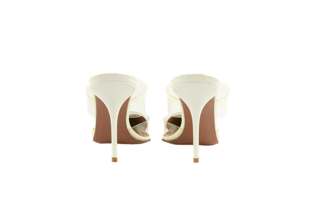 ALAÏA WHITE CŒUR PATENT LEATHER MULES EU 39 UK 6 US 9