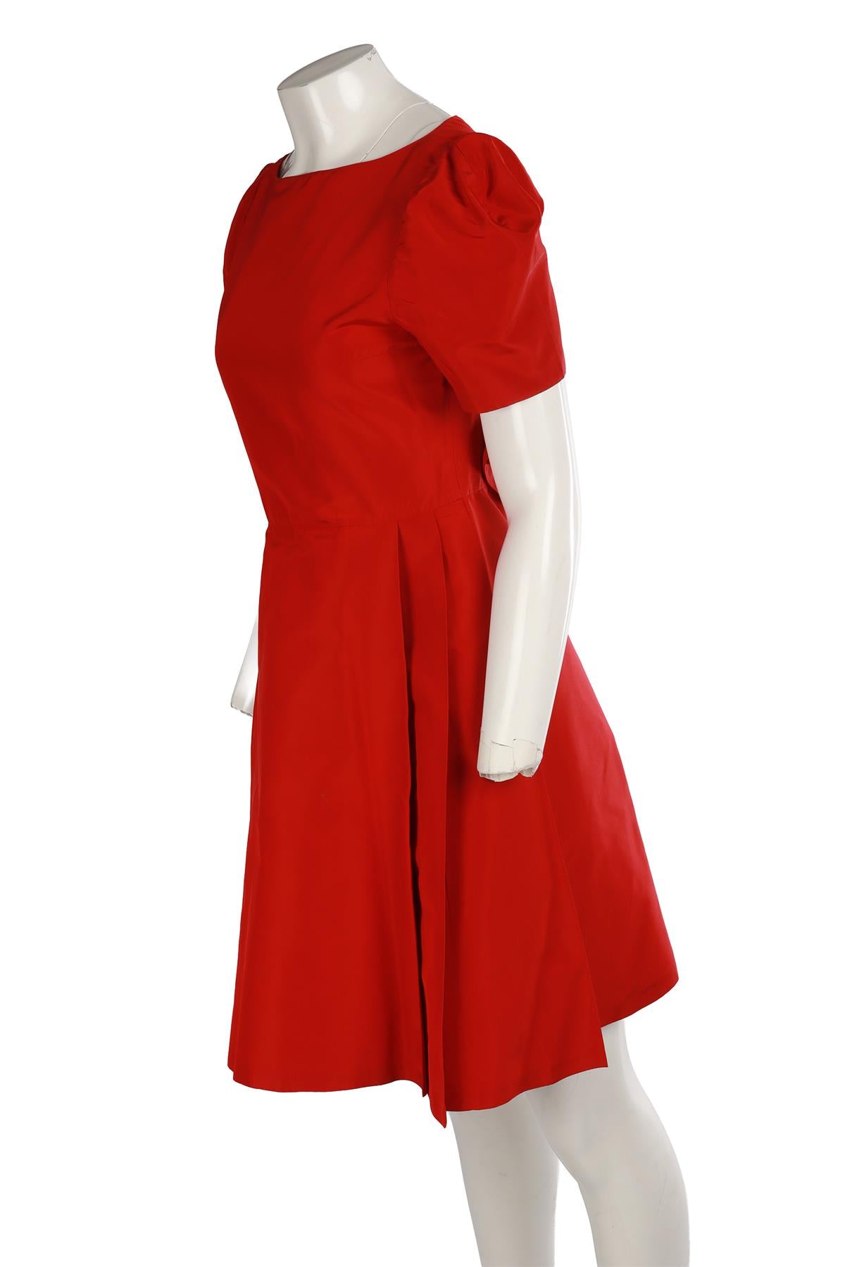 PRADA RED SILK MIDI DRESS IT 42 UK 10