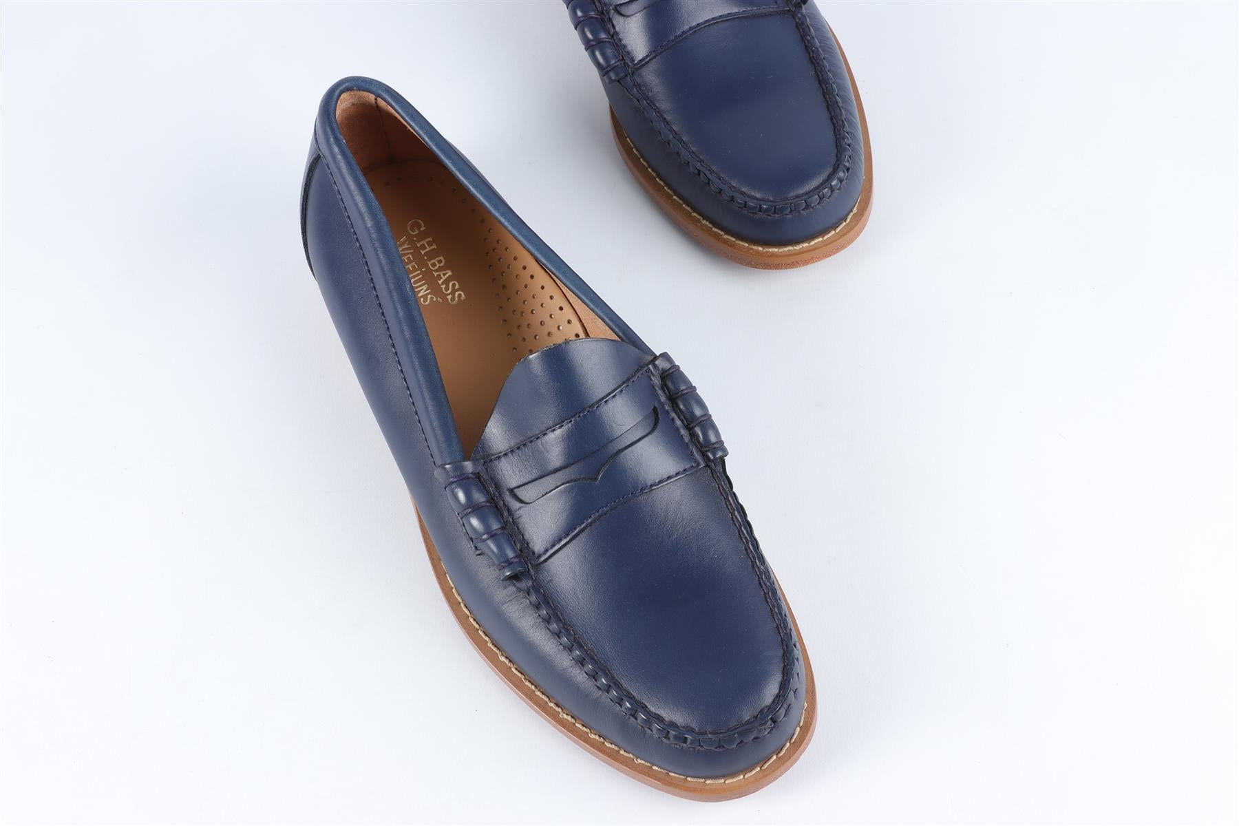 G.H.BASS NAVY MEN'S LEATHER LOAFERS UK 8.5 EU 42.5 US 9.5