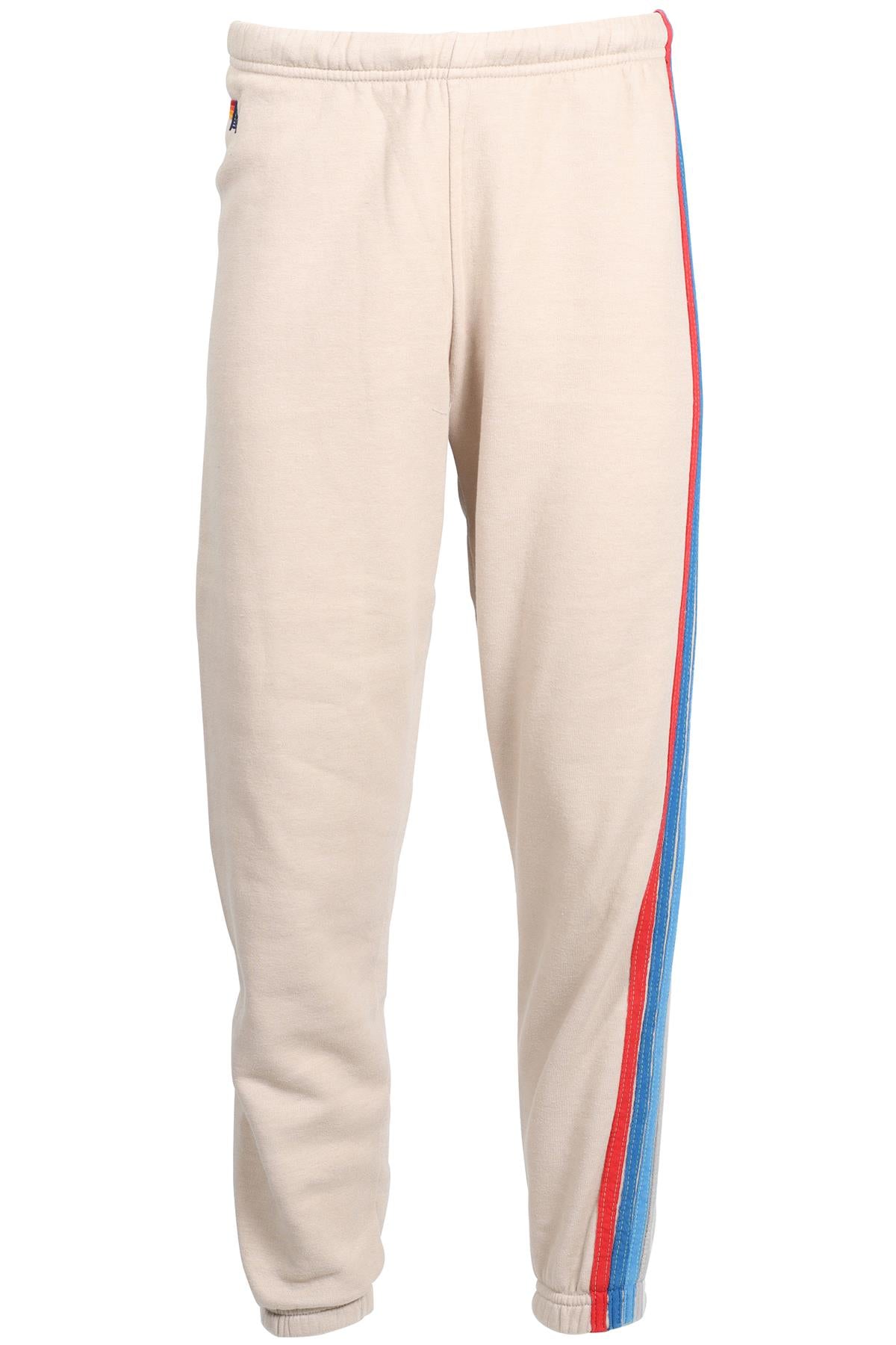 AVIATOR NATION BEIGE COTTON BLEND TRACK PANTS SMALL