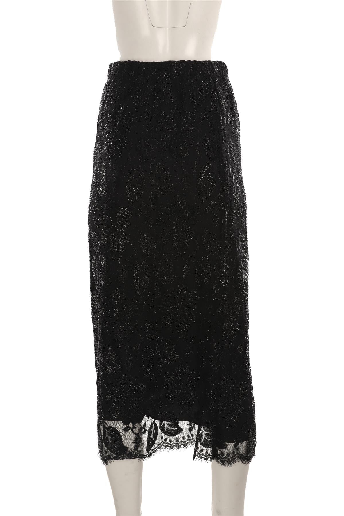GUCCI BLACK LACE MIDI SKIRT IT 42 UK 10