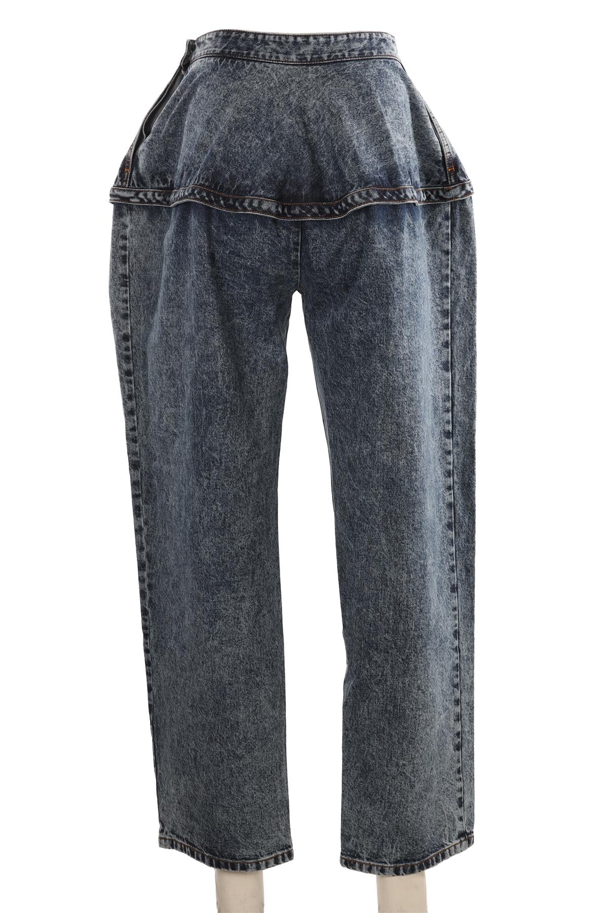 ALAÏA BLUE 2025 HIGH RISE WIDE LEG PANTS FR 34 UK 6