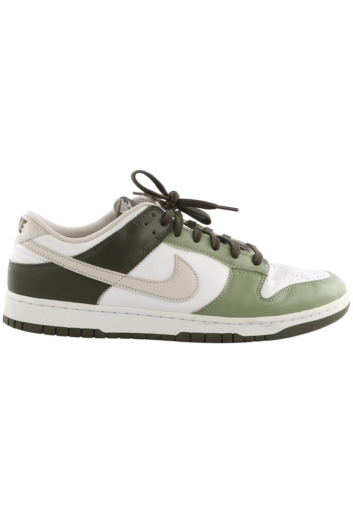 NIKE GREEN DUNK LOW WHITE/OIL GREEN CARGO KHAKI MEN'S LEATHER SNEAKERS EU 47.5 UK 12 US 13