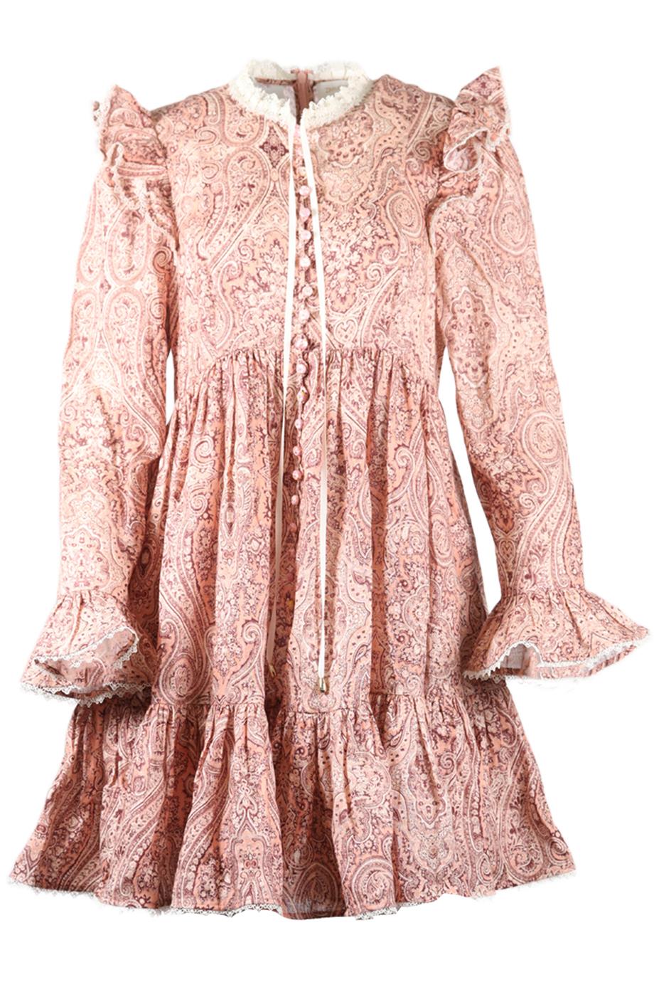 ZIMMERMANN PRINTED LINEN MINI DRESS UK 14
