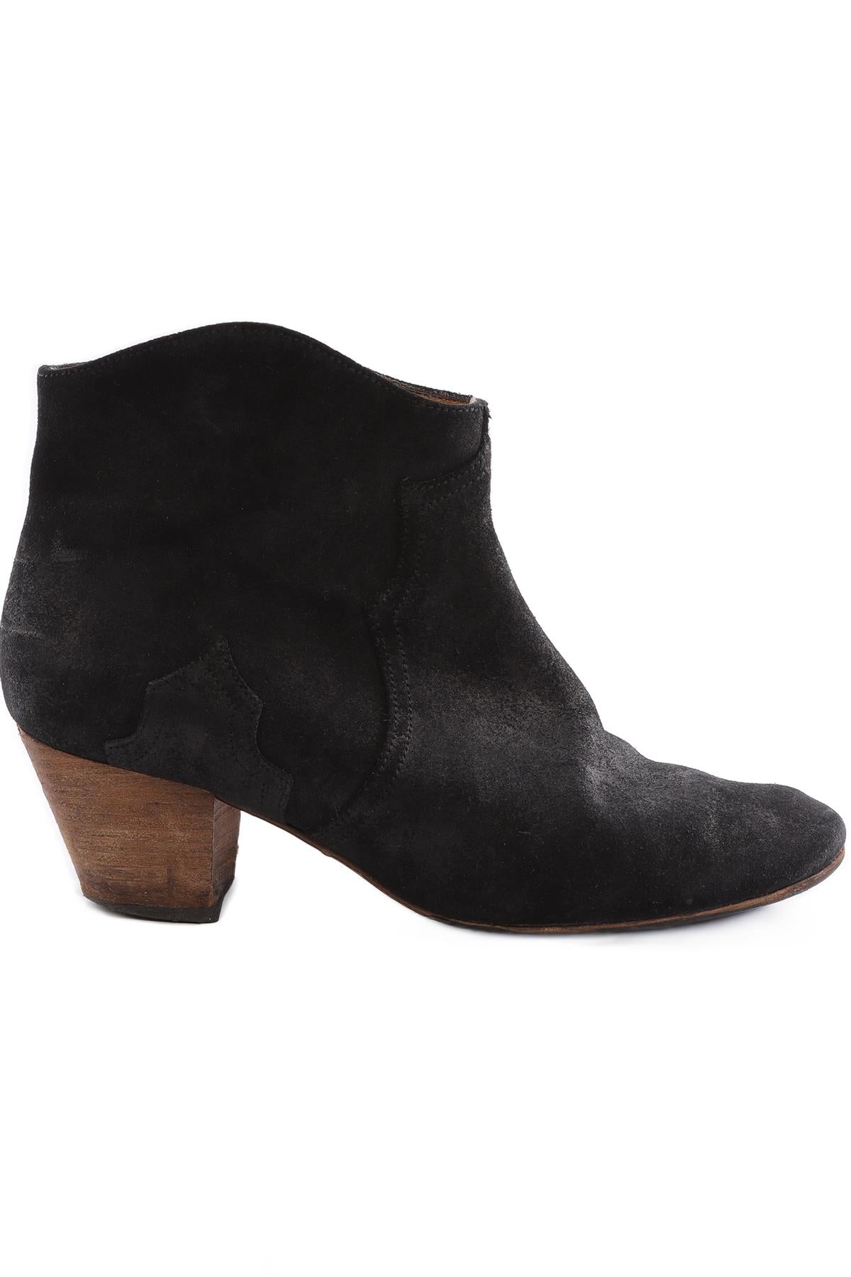 ISABEL MARANT BLACK DICKER SUEDE ANKLE BOOTS EU 38