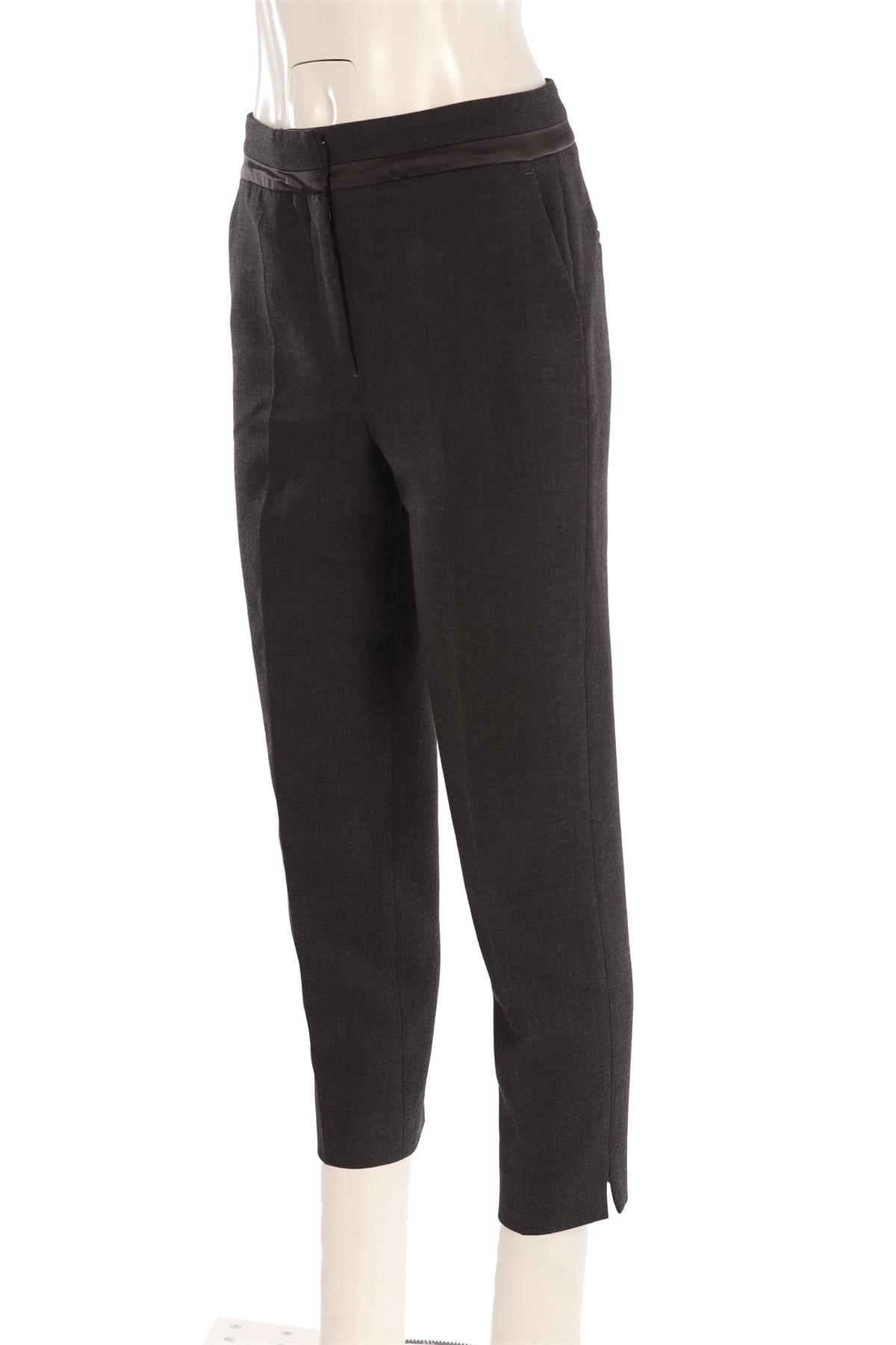 PESERICO GREY WOOL STRAIGHT LEG PANTS IT 42 UK 10