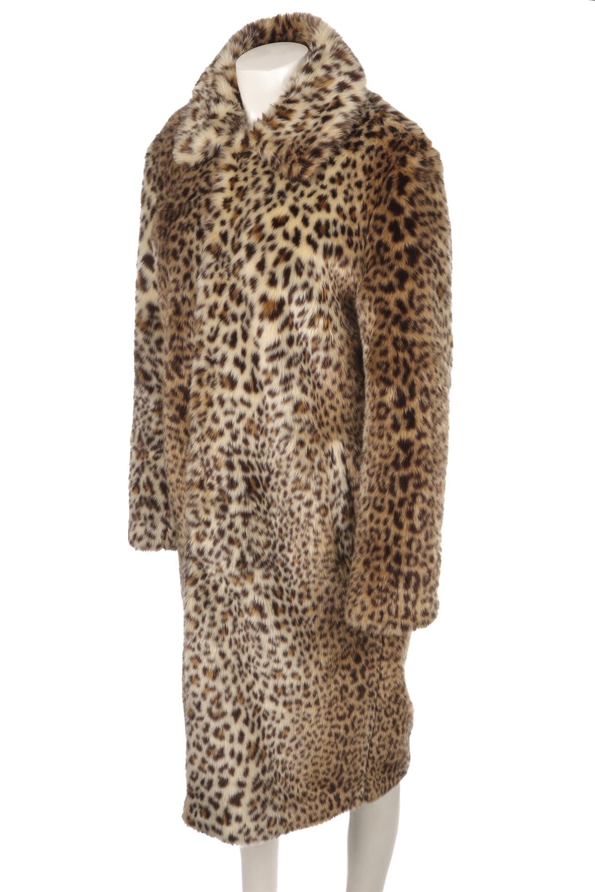 GIAMBATTISTA VALLI + H&M BROWN FAUX FUR COAT SMALL