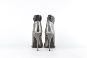 GIUSEPPE ZANOTTI SILVER LEATHER ANKLE BOOTS EU 38.5 UK 5.5 US 8.5