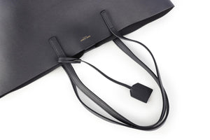 SAINT LAURENT NAVY SHOPPING E/W LEATHER TOTE BAG