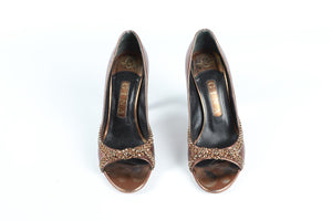 GINA BRONZE LEATHER PUMPS