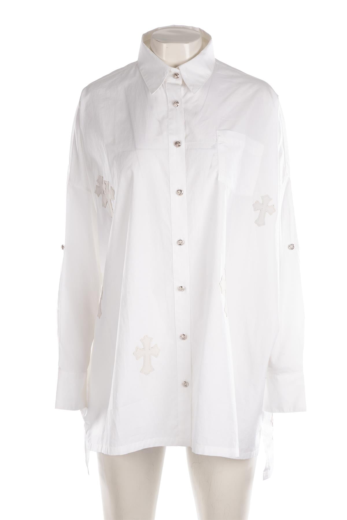 CHROME HEARTS WHITE COTTON SHIRT MEDIUM