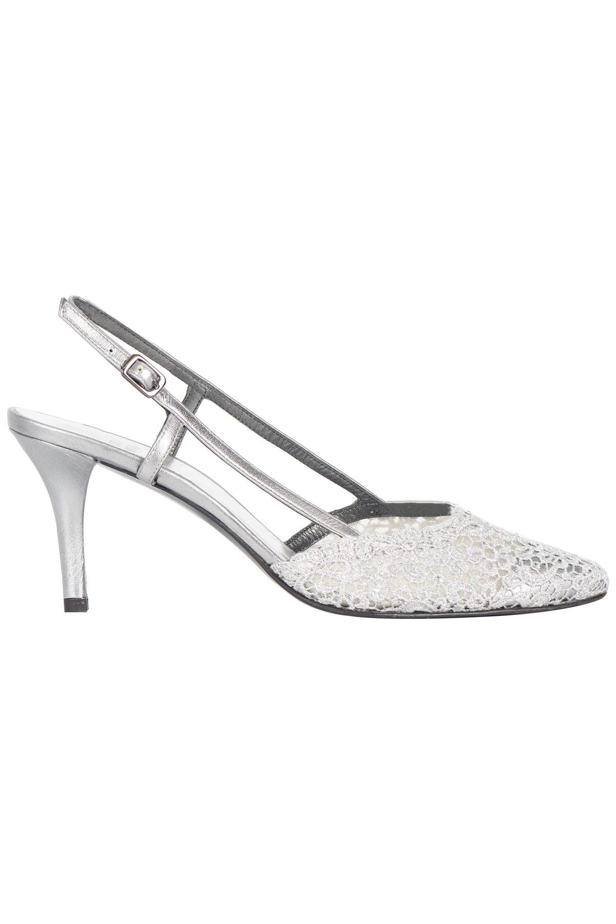 STUART WEITZMAN VINTAGE LACE AND LEATHER SLINGBACK PUMPS EU 37 UK 4 US 7