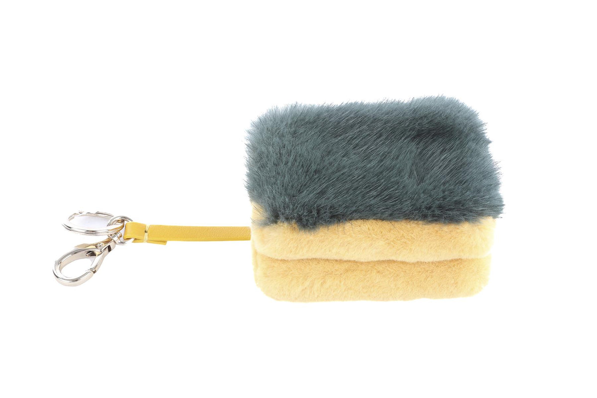 ANYA HINDMARCH YELLOW SCOURER SPONGE FUR KEY CHAIN